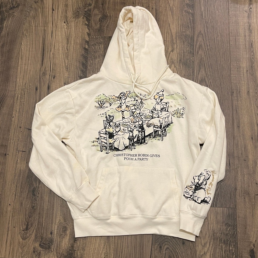 Disney Winnie the Pooh Christopher Robin Party Graphic Hoodie Egret Small